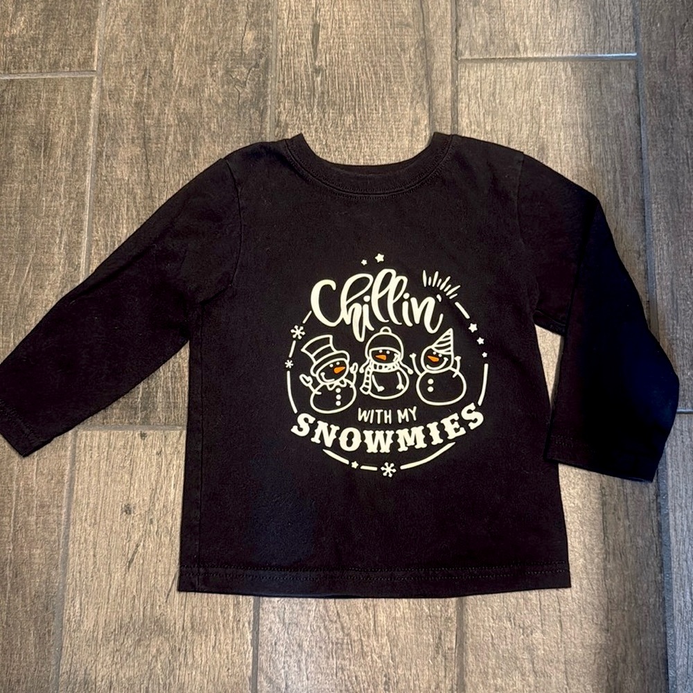 Chillin’ With My Snowmies Shirt - Black - size 2T